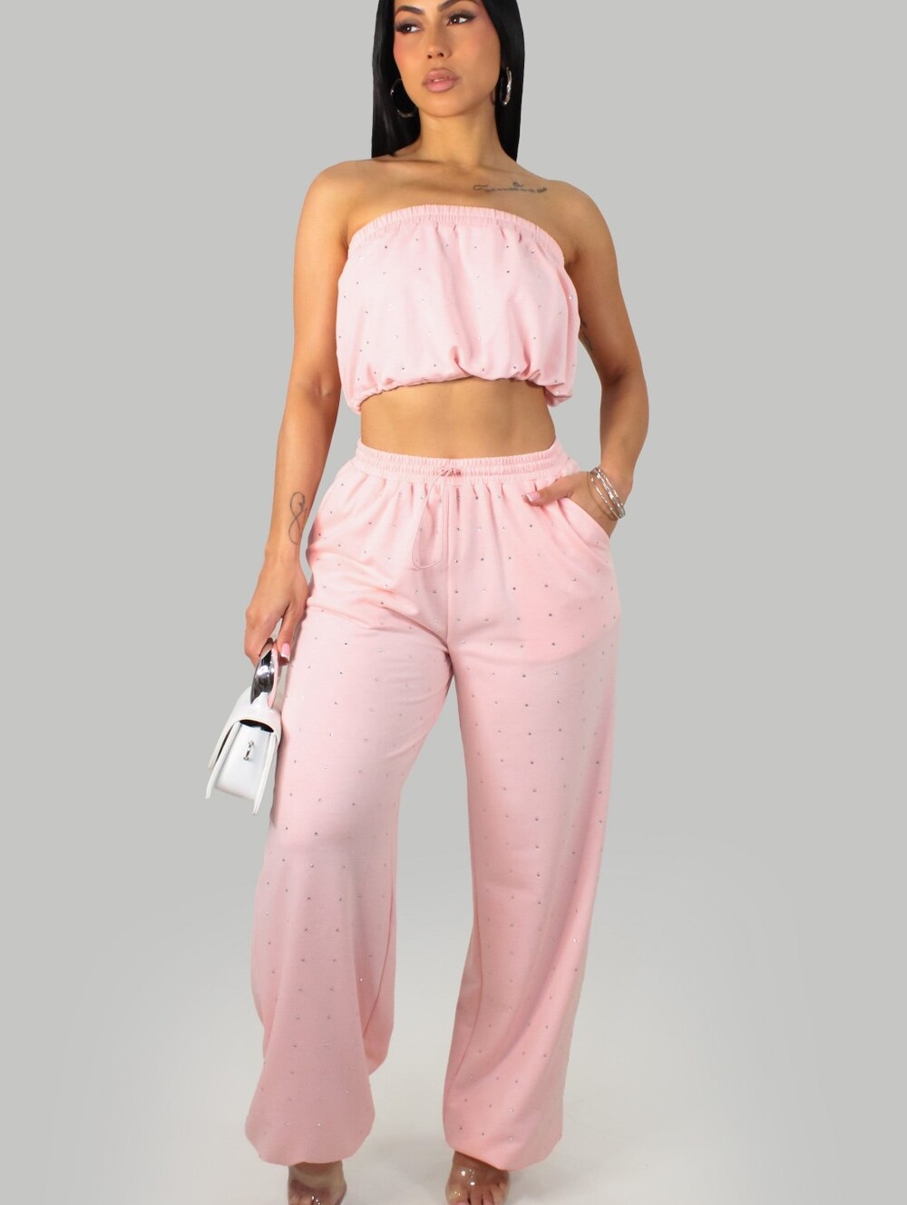 Women's Pink Wide-Leg Lounge Pants - Elastic Waist NWOT